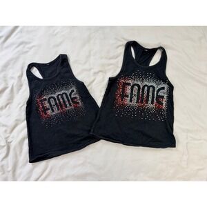 Fame‎ Rhinestone Tank Top Lot of 2 Black Red White Youth Small & Youth Medium